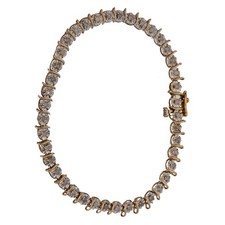 9ct Gold Diamond Bracelet 5.93g Tennis/Line 17.5cm - Fully Hallmarked