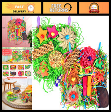 Foraging Wall Toy for Small Birds - Parrot Grass Mat Shredder for Cockatiel, Con