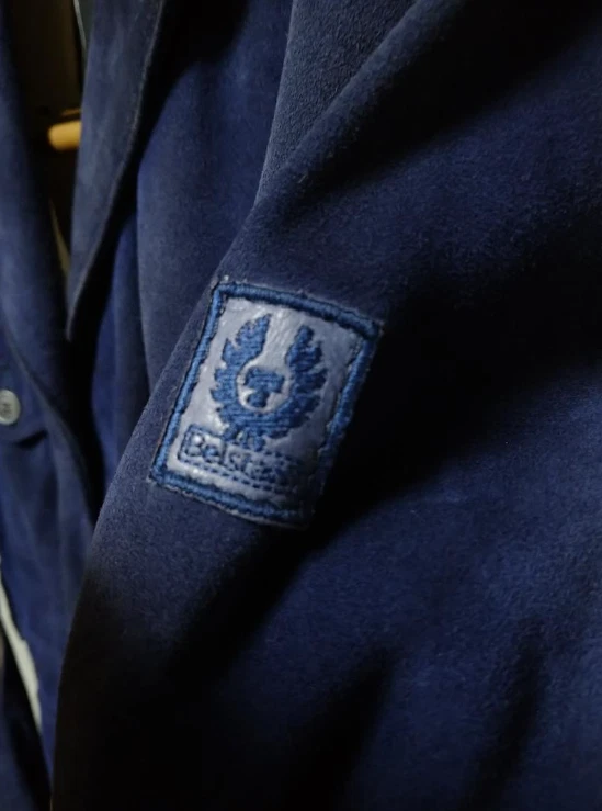Chaqueta de Cuero Belstaff Italia Azul Gamuza 42 Hecha en Italia Rara Usada JAPÓN Foto 3 de 4