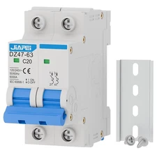AC Miniature Circuit Breaker, 120V/240V 2 Pole 20 Amp DIN Rail Mount Circuit... 