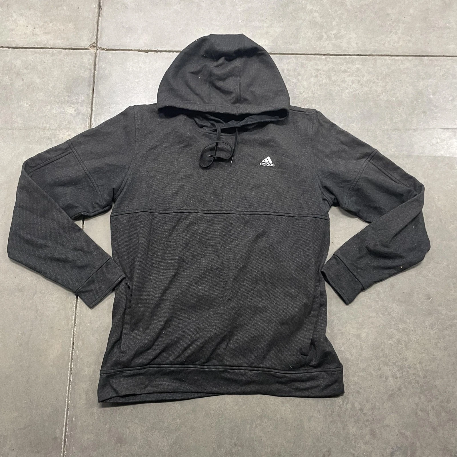 Adidas Hoodie Mens Large Black ClimaWarm Pullover Athletic Sweatshirt Training