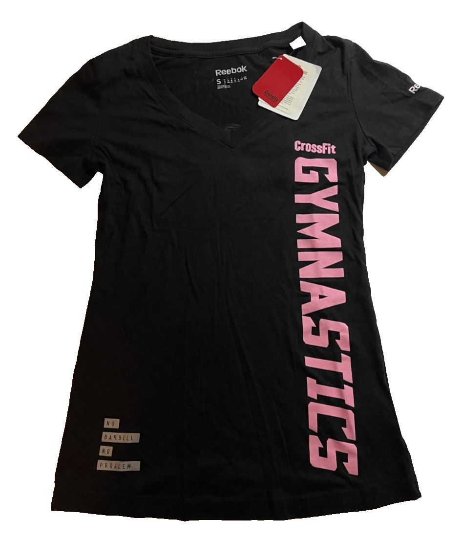 Reebok CrossFit Gymnastics V-Neck T-Shirt – Women’s Small – Black/Pink – NEW