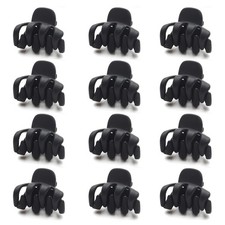 12 Pack Small Hair Claw Clips 1.2 Inch Matte Hair Clips for Thin Matte Black
