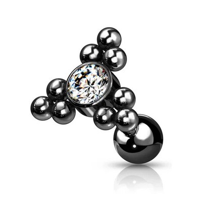 Barbell 1,2mm Schwarz Dreiecke Zirkonia Piercing Tragus Helix Conch Ohr