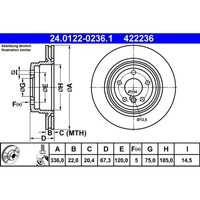 Bremsscheibe ATE 24.0122-0236.1 (2 Stk.) FüR BMW 3Er X1
