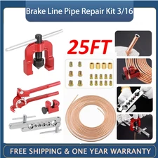 Brake Line Pipe Repair 20 Nuts Fittings Kit 3/16 25ft Copper Pipe Flaring Tools