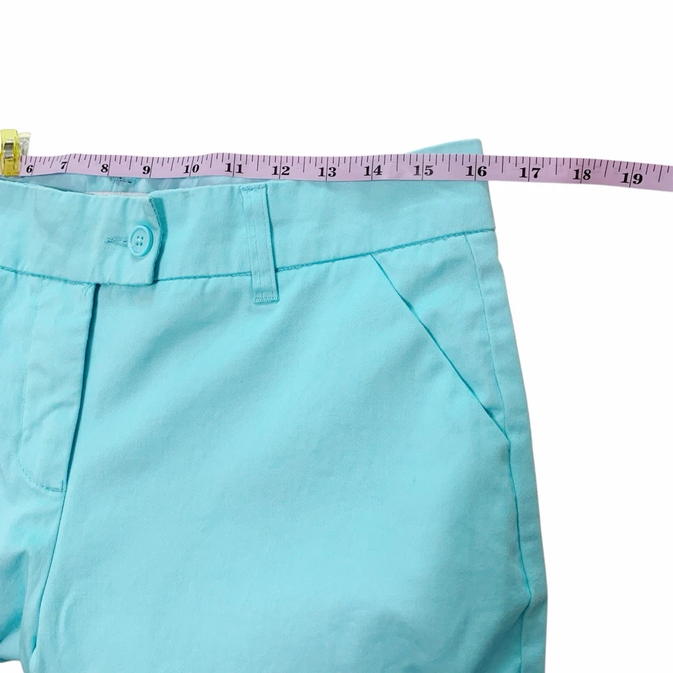 Sag Harbor Chino Shorts Women's Size 8 Aqua Blue Bermuda Cotton Blend Stretch - Image 3 of 4
