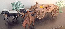 Vintage Plastic Wagon, Team Of 4 Horses With Cargo, Rodeo Rider, Shrubs