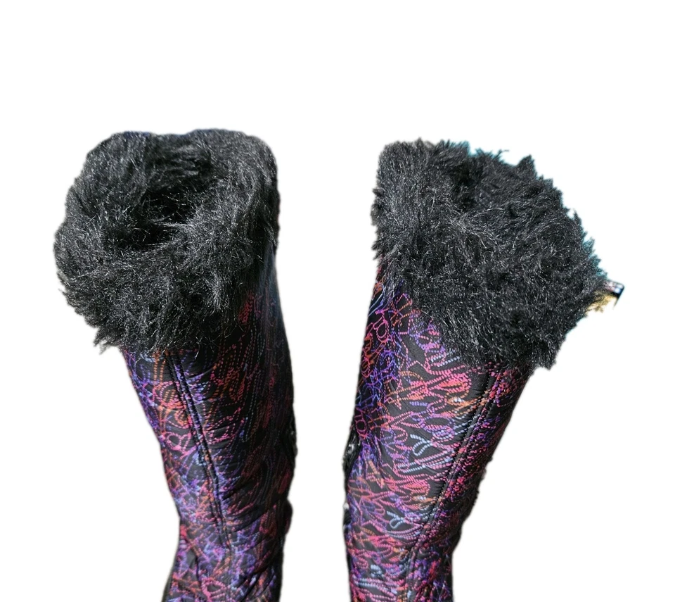 Botas de invierno hinchadas con estampado de piel sintética Baby Phat Cat talla 6,5 Y2K/80 DE COLECCIÓN *RARAS* Foto 4 de 4