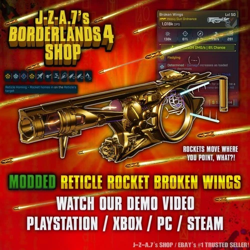 Borderlands 4✨ MODDED 1018K DPS GOLDEN BROKEN WINGS SMG BL4 GEAR ✅PC-PS-XBOX✨
