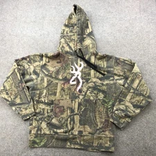 Browning Hoodie Womens Large Camo Mossy Oak Break-Up Buckmark Pullover Pink