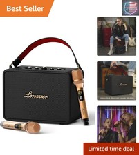 8000mAh Rechargeable 20W Loud Bass Retro Portable Karaoke Machine Bluetooth S...