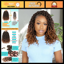 12" Faux Locs Crochet Hair - 8 Packs Pre-Looped Goddess Locs for Black Women, Cu