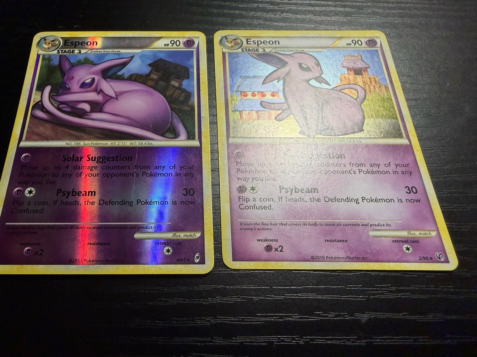 Espeon 2-Card Lot 2/90 4/95 (2010) Pokemon TCG Holo and Reverse Holo