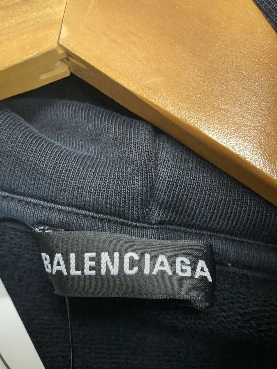 BALENCIAGA Felpa con Cappuccio M Cotone Nero Tinta Unita 508184 TYK54 Usata
