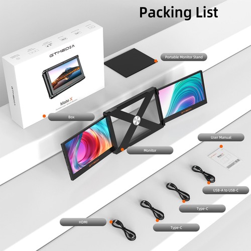Portable Monitor FullHD IPS HDR Triple Dual Screen Extender For 13-17.3'' Laptop - Picture 18 of 18