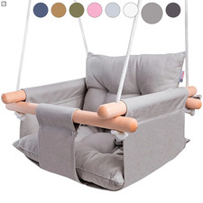 Canvas Baby Swing Wooden Hanging Swing Seat Chair With Safety Belt Durable Baby