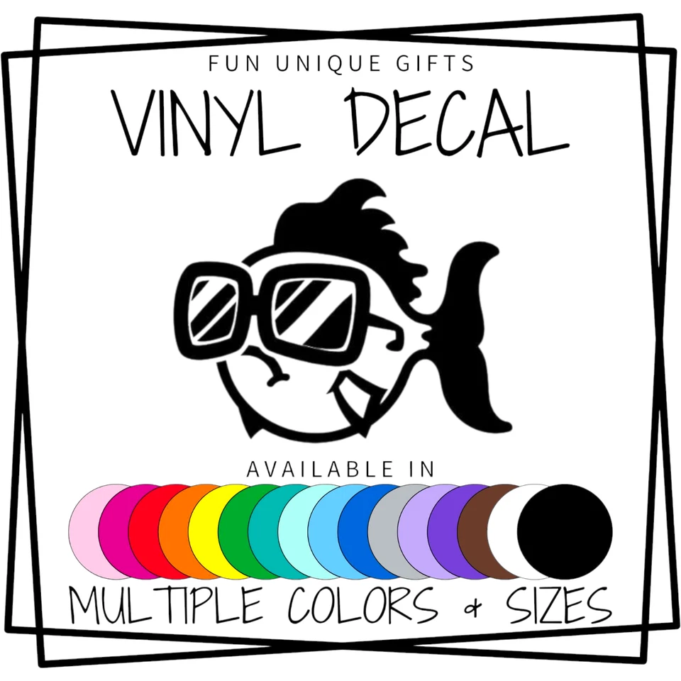 Calcomanía adhesiva de vinilo Fish in Sunglasses -Múltiples colores y tamaños - ¡ENVÍO GRATUITO! Foto 2 de 4