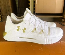 UNDER ARMOUR Women's Size 11 Block City White Gold Volleyball Shoes 3021377-100
