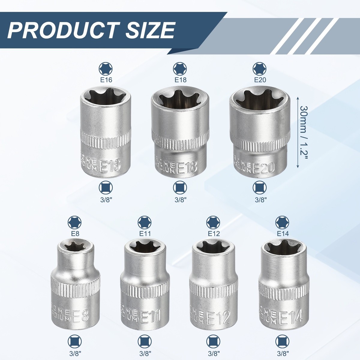 7pcs E-Torx Socket 3/8