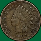 1907 Indian Head Cent Extremely Fine XF Coin #38240