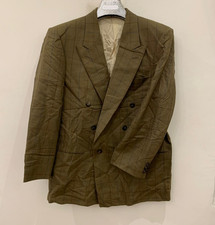 Vintage Heritage pure wool Windowpane greenish double breasted jacket blazer 42R