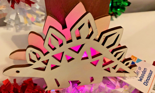 DIY Light-Up Wooden Dinosaur (Stegosaurus, 2022) 6.5" x 4" x 1.5" NEW! - Picture 6 of 9