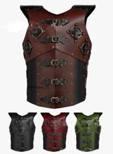 Medieval Leather Armor Vest Hatless Fasteners War Jacket Cosplay Costume PU Prop