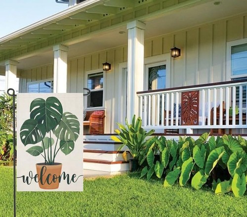 Welcome Garden Flags for Outside, 12x18 inch Double Sided Seasonal Monstera - Bild 5 von 7