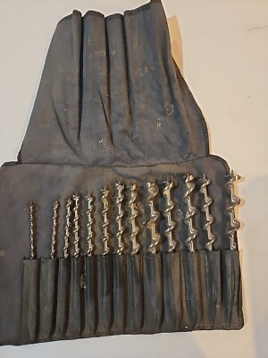 Vintage IRWIN Auger Drill Bit Set in Canvas Roll Bag 13 Bits Made In USA 