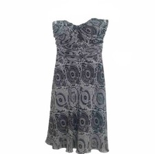 White House Black Market Sz 8 Paisley Strapless Midi Dress Sweetheart Cocktail
