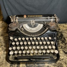 Antique 1934 Underwood 4-Bank Portable Typewriter Black w/Case Great Condition thumbnail