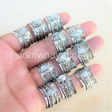 Marquise Moonstone Gemstone 925 Silver Plated Spinner Rings Band Jewelry O-2
