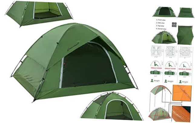 4-6 Person Vela Waterproof Camping Tent in Green
