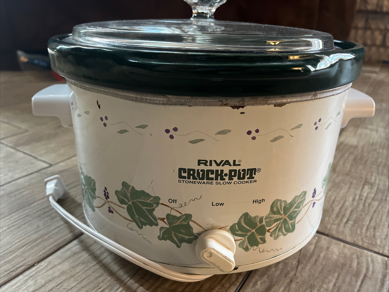 Vintage Rival Crock Pot Slow Cooker 4 QT Model 3154 Green Ivy *CLEANED
