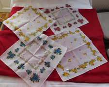 4 Taschent&uuml;cher unterschiedliche Blumen Muster, Baumwolle, Doppelfisch, selten