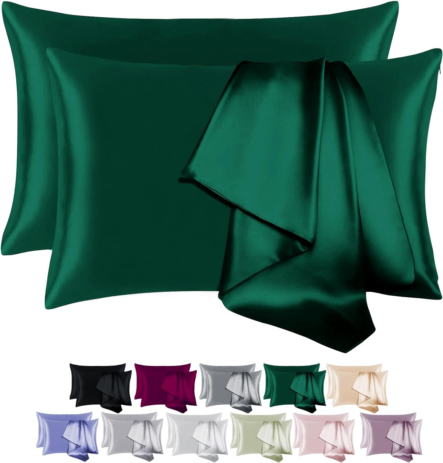 Mulberry Silk Pillowcase 2 Pack, 19 Momme, 600 Thread Count, Standard 20''X26''-image