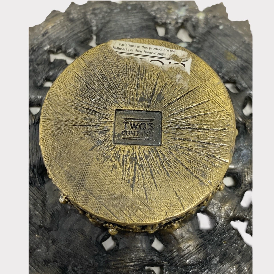 Two's Company Single Green Enamel Crystal Flowers Votive Metal Candle Holder - Image 4 of 4