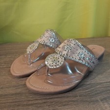 Pierre Dumas Slides Rosetta Flip Flop Sparkly Beige Women Shoes SIZES NIB SH9