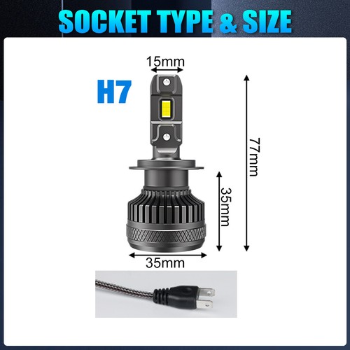 2PCS Mini H7 LED Headlight Bulbs 140W 30000LM Conversion Kit High Low Beam Lamp - Picture 10 of 10