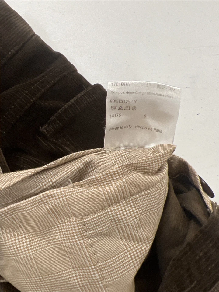 FALL/WINTER Brioni Men's Brown Solid Cotton Blend Corduroy Pants 32X26 $1,195 - Image 4 of 4