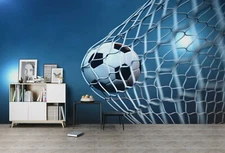3D Football Goal Wallpaper Wall Mural Removable Self-adhesive Sticker 689