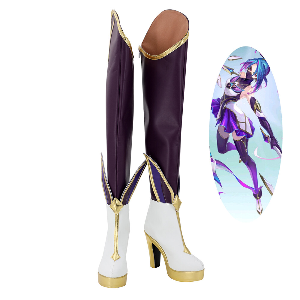 League of Legends Star Guardian Akali Zapatos Cosplay Mujeres Botas Púrpura