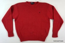 Polo Ralph Lauren Sweater Salmon Pink Crew Neck Pony Pullover Men's Large