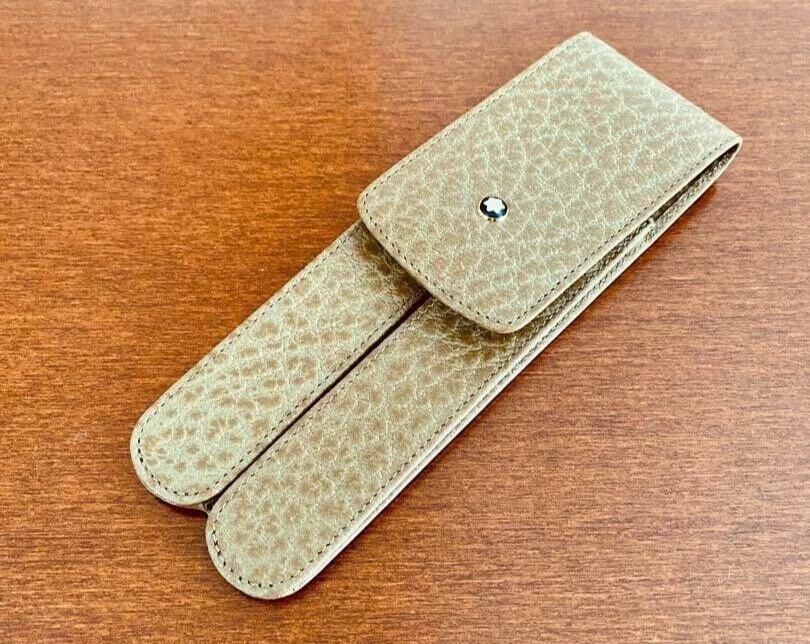 Montblanc pen pouch glove shape for two pens greenish brown eBay