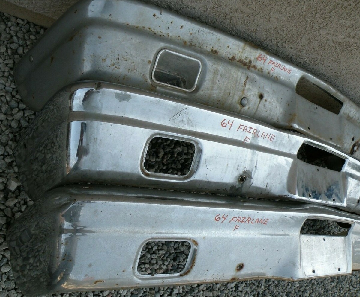 1964 Ford Fairlane Front Triple Chrome Plated Impact Bumper X