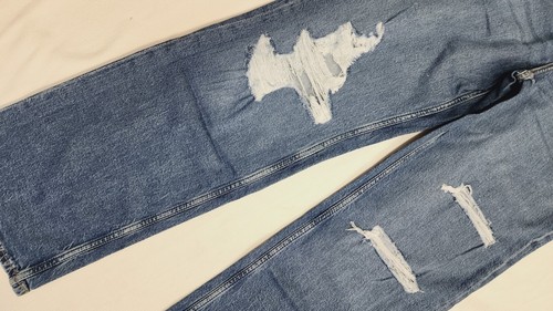 H&M Girls' Distressed Wide High Jeans-Denim Blue-(Size:18 US) - Picture 4 of 13