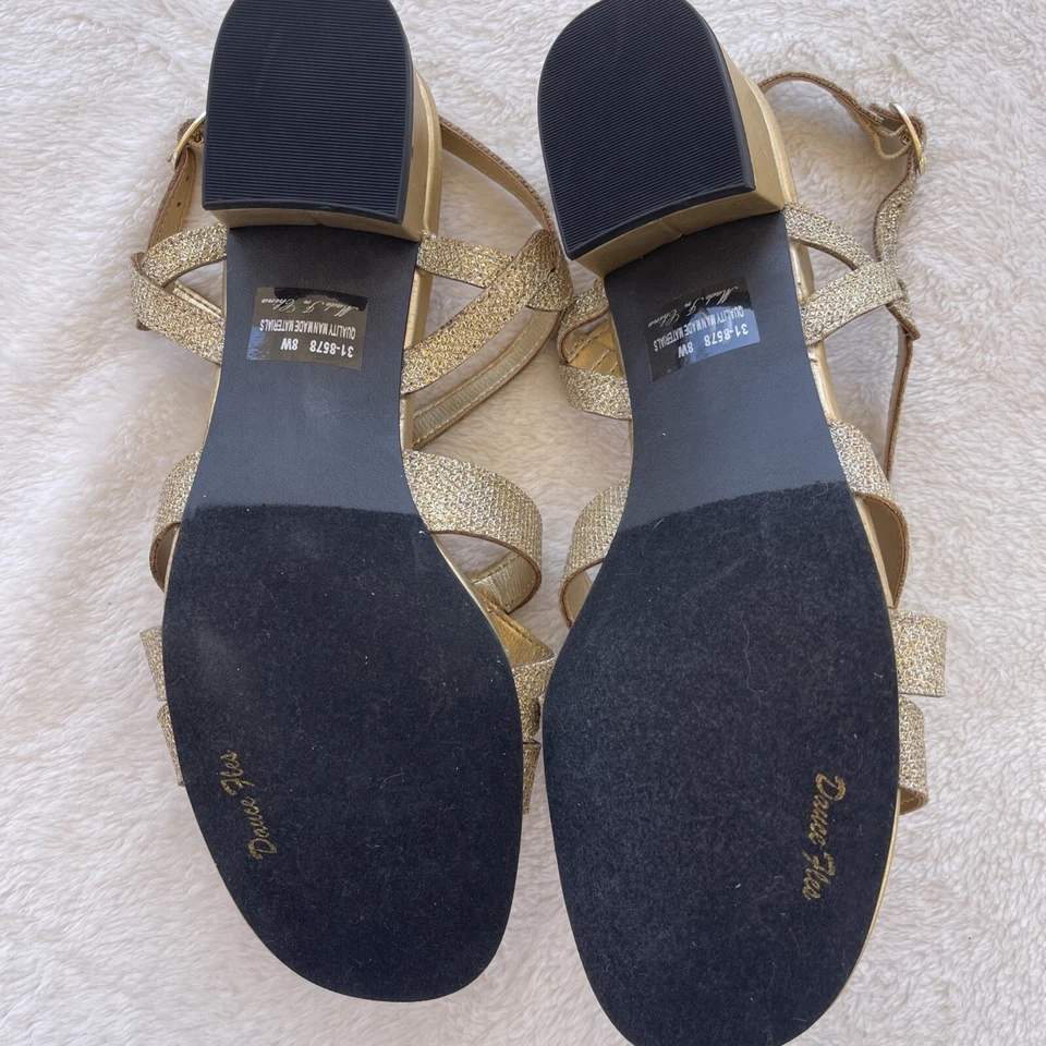 Sapatos de dança femininos tamanho 8 W Easy Street Alive 5 ouro lisonjeiro com pedra - Imagem 3 de 4