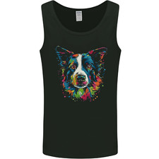 A Colourful Border Collie Dog Mens Vest Tank Top