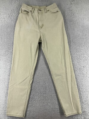 Faded Glory Pants Women 10 Beige Denim Jeans Straight High Rise Cotton Made USA